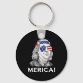 4 juli Ben Franklin Merica USA Boys Kind Sleutelhanger (Achterkant)