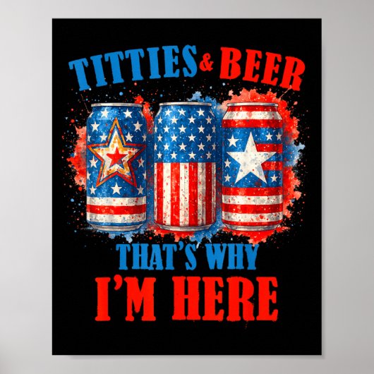 4 juli Bier Drinken Amerikaans Bier Ik Ben Er Poster (Voorkant)