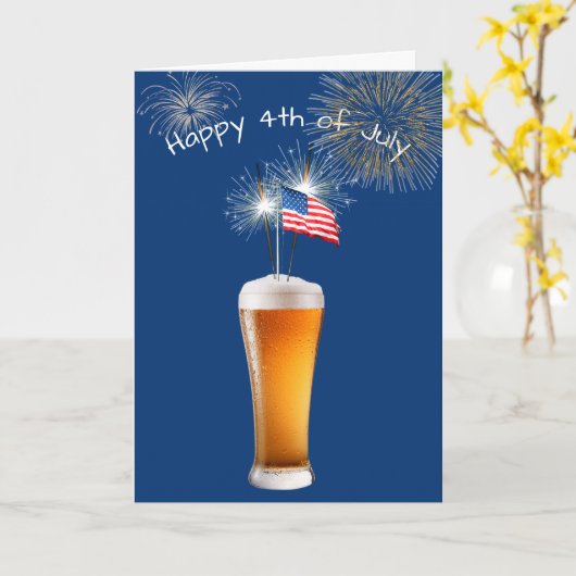 4 juli Bier met Sparklers Kaart (Gele Bloem)