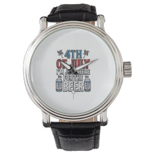 4 juli Bier Vintage Patriottisch Shirt Ontwerp_1 Horloge