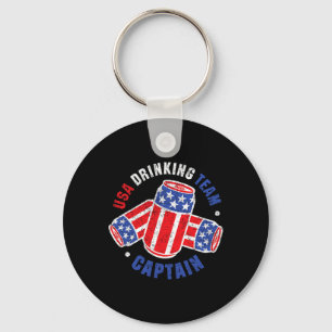 4 juli bierblikje vlag USA drinkende team T-shirts Sleutelhanger