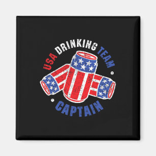 4 juli bierblikje vlag VS drinkende team T-shirts Magneet