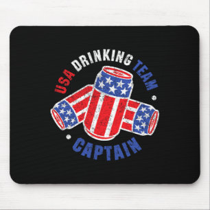 4 juli bierblikje vlag VS drinkende team T-shirts Muismat