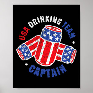 4 juli bierblikje vlag VS drinkende team T-shirts Poster