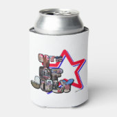 4 juli Big Letter Star Blikjeskoeler (Blikje Voorkant)