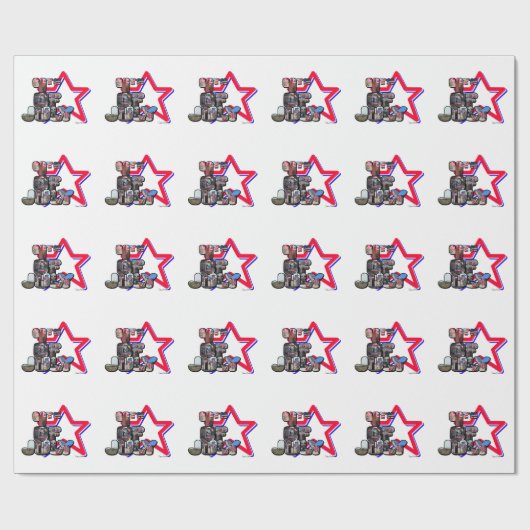 4 juli Big Letter Star Cadeaupapier (Vlak)