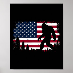 4 juli Bigfoot Sasquatch Amerikaanse vlag Bo Poster