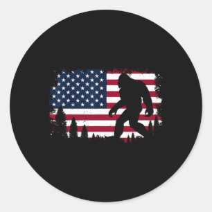 4 juli Bigfoot Sasquatch Amerikaanse vlag Bo Ronde Sticker