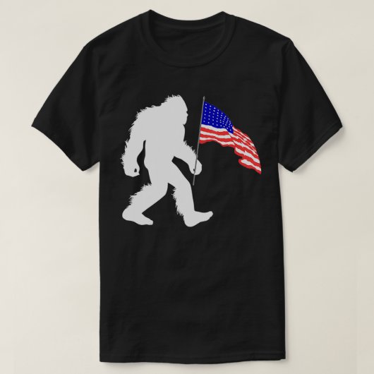 4 juli Bigfoot Sasquatch Holding American Fla T-shirt (Design voorkant)