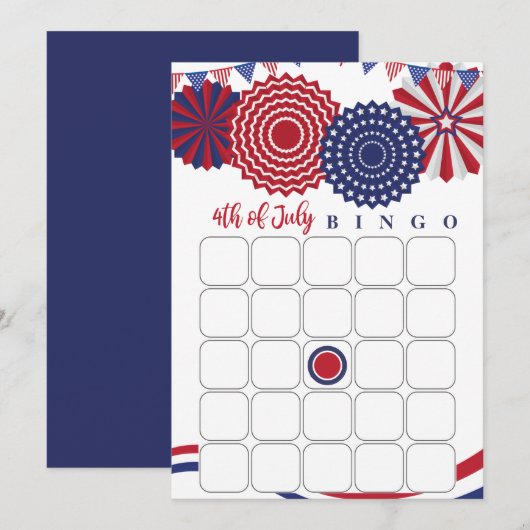4 juli Bingo Kaart (Voorkant / Achterkant)