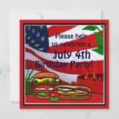 4 juli: Birthday Grill Picnic Hamburger Hotdog Kaart (Voorkant)