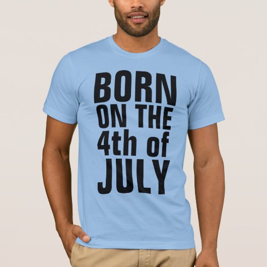4 JULI BIRTHDAY T-shirts, GEBOREN OP DE 4e JULI T-shirt (Voorkant)