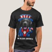 4 juli Black Lab Dog Active T-shirt (Voorkant)