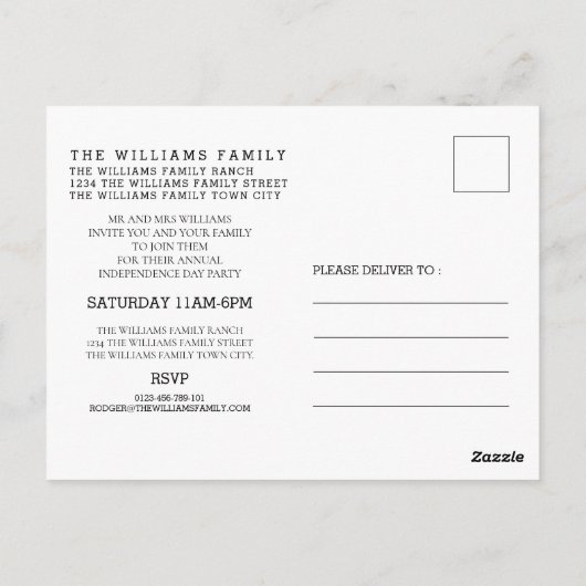 4 JULI | Blauwe sterren | Foto | Onafhankelijkheid Briefkaart (Achterkant)