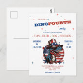 4 juli blije dinosaurus met hoed en bril briefkaart (Voorkant / Achterkant)