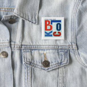 4 juli Block Fest Retro Type Buurtfeest Vierkante Button 5,1 Cm