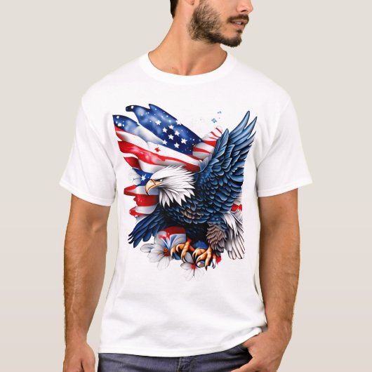 4 juli bloemblaadjes Eagle T-shirt (Voorkant)