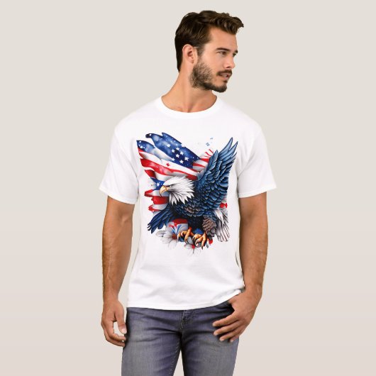 4 juli bloemblaadjes Eagle T-shirt (Voorkant volledig)