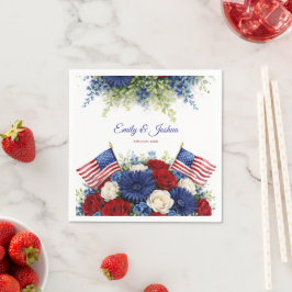4 juli Bloemen en Vlag Huwelijk Servet