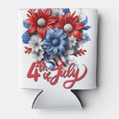 4 juli Bloemen in Rood Wit & Blauw Patriottisch Blikjeskoeler (Voorkant)