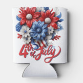 4 juli Bloemen in Rood Wit & Blauw Patriottisch Blikjeskoeler (Achterkant)