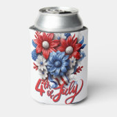 4 juli Bloemen in Rood Wit & Blauw Patriottisch Blikjeskoeler (Blikje Achterkant)