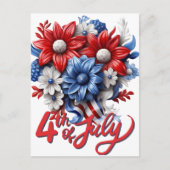 4 juli Bloemen in Rood Wit & Blauw Patriottisch Briefkaart (Voorkant)