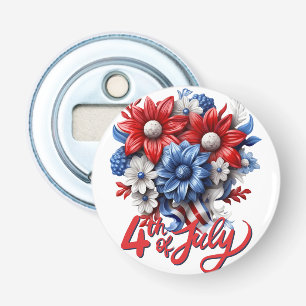 4 juli Bloemen in Rood Wit & Blauw Patriottisch Button Flesopener