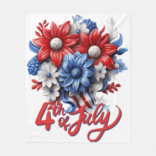 4 juli Bloemen in Rood Wit & Blauw Patriottisch Fleece Deken