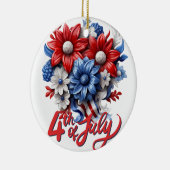 4 juli Bloemen in Rood Wit & Blauw Patriottisch Keramisch Ornament (Rechts)