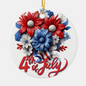 4 juli Bloemen in Rood Wit & Blauw Patriottisch Keramisch Ornament (Voorkant)