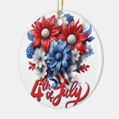 4 juli Bloemen in Rood Wit & Blauw Patriottisch Keramisch Ornament (Links)