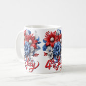 4 juli Bloemen in Rood Wit & Blauw Patriottisch Koffiemok (Voorkant links)