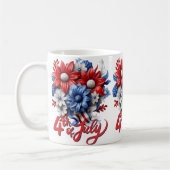 4 juli Bloemen in Rood Wit & Blauw Patriottisch Koffiemok (Links)