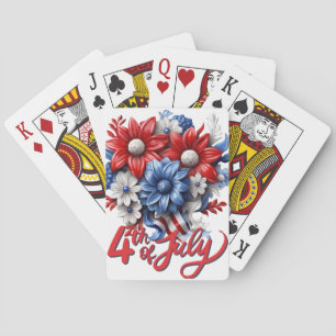 4 juli Bloemen in Rood Wit & Blauw Patriottisch Pokerkaarten