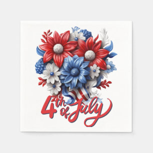 4 juli Bloemen in Rood Wit & Blauw Patriottisch Servet