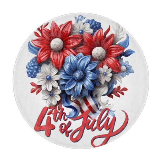 4 juli Bloemen in Rood Wit & Blauw Patriottisch Snijplank (Voorkant)
