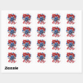 4 juli Bloemen in Rood Wit & Blauw Patriottisch Vierkante Sticker (Vel)