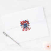 4 juli Bloemen in Rood Wit & Blauw Patriottisch Vierkante Sticker (Envelop)