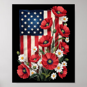 4 juli bloemstuk Amerikaanse vlag Onafhankelijkhei Poster