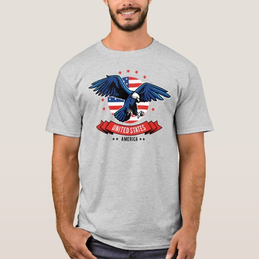 4 juli Bold Eagle US vlag kleuren T-shirt (Voorkant)