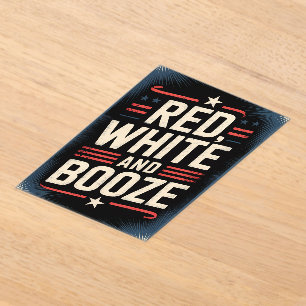 4 juli Booze Party   Rood wit en drank Acryl Uitnodigingen