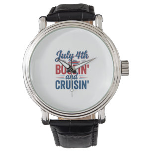 4 juli Boozin en Cruisin Vintage Boat T-shirt_1 Horloge