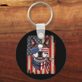 4 juli Boston Terrier Hond Amerikaanse Vlag VS Sleutelhanger (Voorkant)