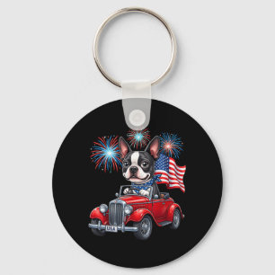 4 juli Boston Terrier Hond Grappig Patriottisch Am Sleutelhanger