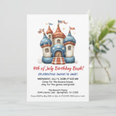 4 juli Bounce House verjaardagsuitnodiging Kaart (Staand voorkant)