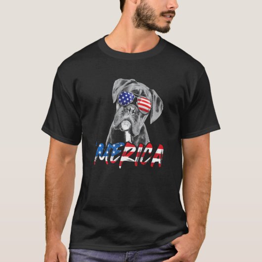 4 juli Boxer Merica Amerikaanse vlag D T-shirt (Voorkant)