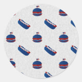 4 juli branderig en hotdog glitter ronde sticker (Voorkant)