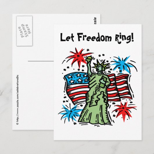 4 juli Briefkaart: Lady Liberty Briefkaart (Voorkant / Achterkant)