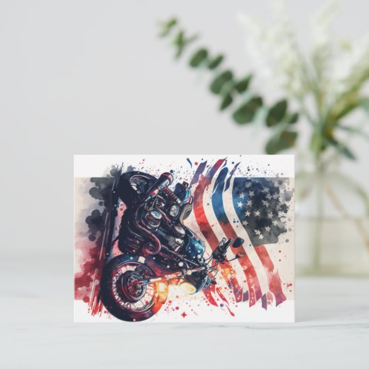 4 juli Briefkaart motorfiets (Staand voorkant)